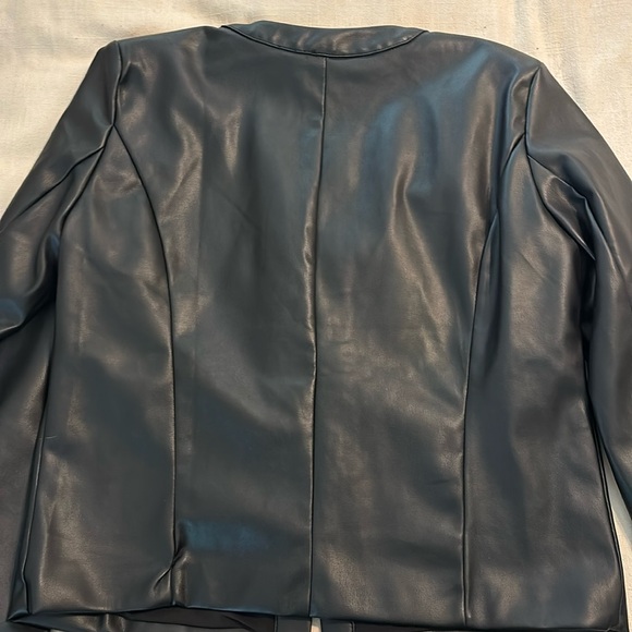 Pleather Collarless Jacket - Picture 3 of 3